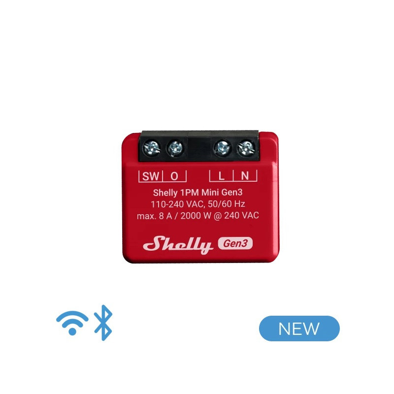 Shelly Mini 1PM Gen3  - Smart Relay 8A AC WiFi/BT + PM