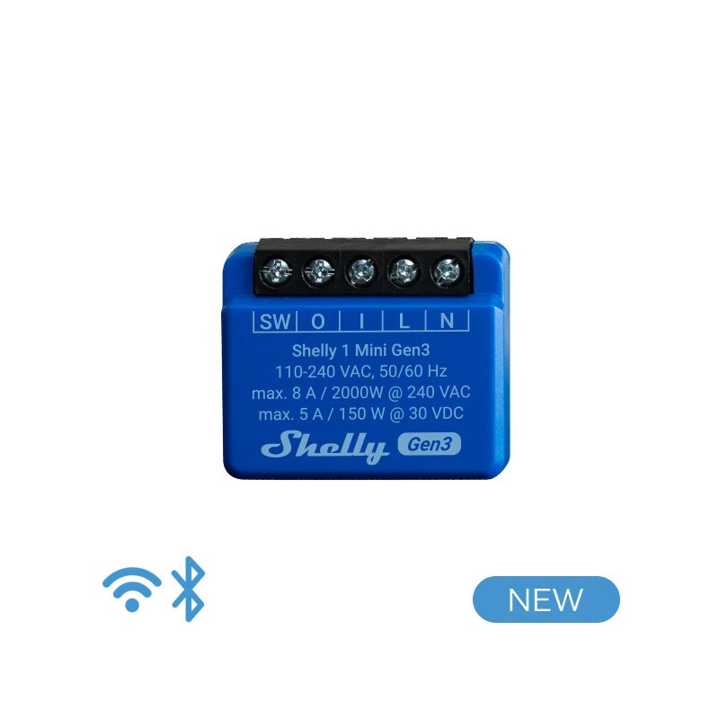 Shelly Mini 1 Gen3 - Smart Relay 8A AC/DC WiFi/BT