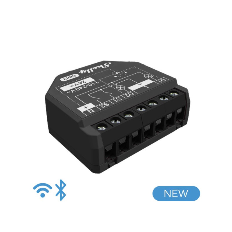 Shelly Plus 2PM Gen3 - Smart Relay Tapparelle 16A AC/DC WiFi + PM