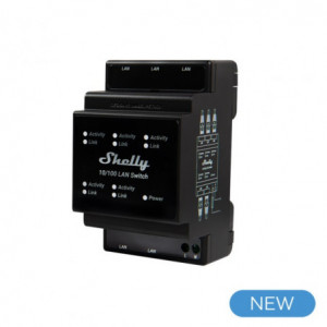 Shelly LAN Switch - Interrut DIN rail con 5 porte RJ45 ethernet