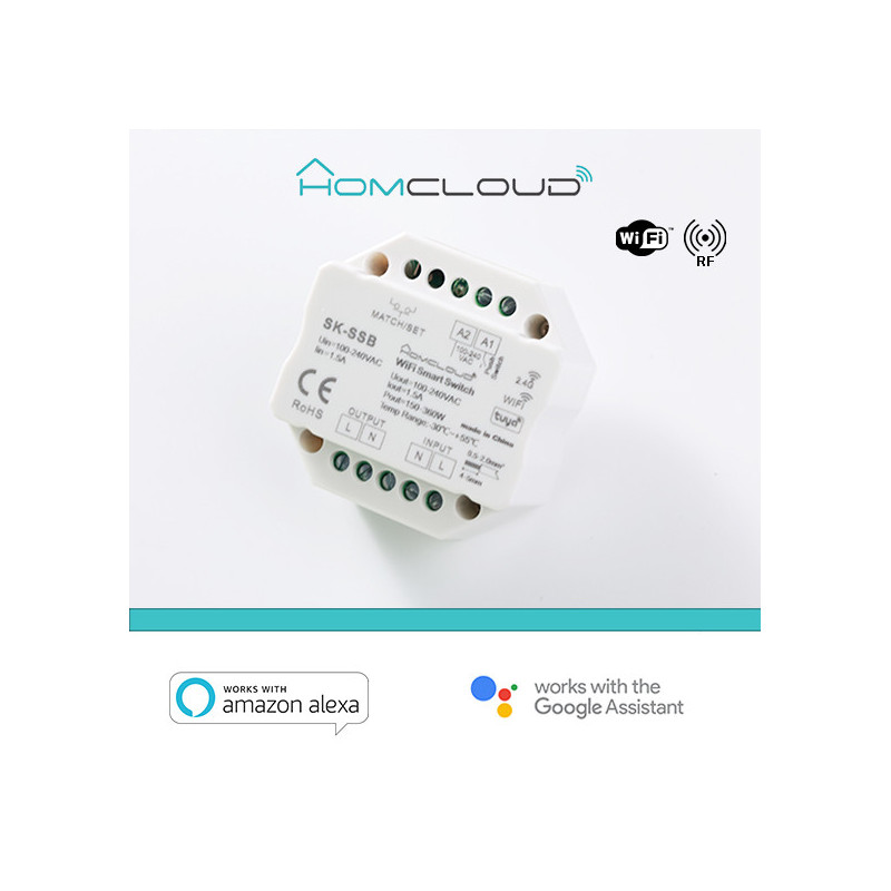 Modulo Smart Pulsante 220V AC 1CHx1.5A Wi-Fi+RF 2.4G