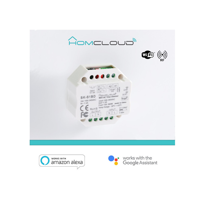 Modulo Smart Dimmer 220V AC Triac 1CHx1.5A Wi-Fi+RF 2.4G